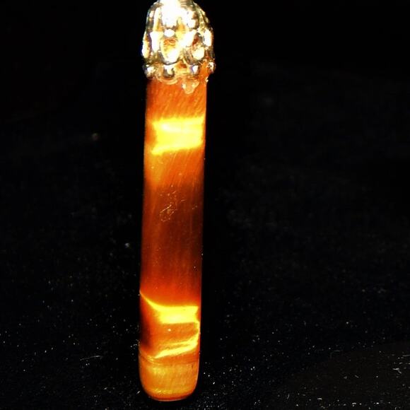 Fire From the Tigers Eye Hoop Dangle Earrings - Picture 5 of 8